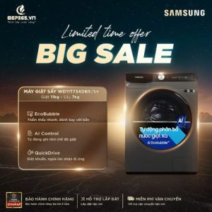 Máy Giặt Sấy Samsung Inverter AI Giặt 11 Kg – Sấy 7 Kg WD11T734DBX/SV