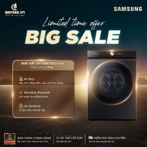 Mấy Sấy Bơm Nhiệt Inverter Samsung 17 Kg DV17B9750CV/SV