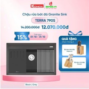 Chậu rửa bát đá 1 hố Konox Terra 790S Grey